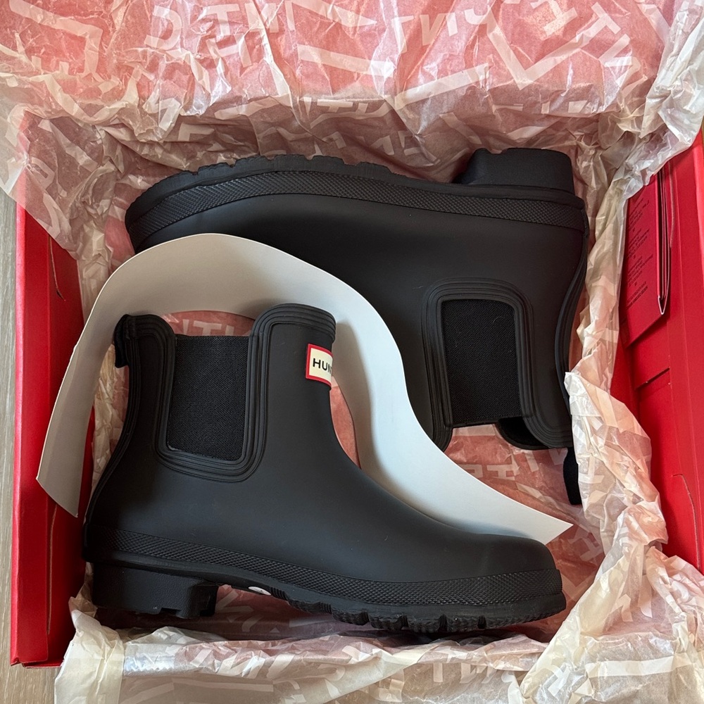 Hunter Matte Black Ankle Boots